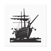 Boston Tea Party Raiders Retro Stretched Canvas Print