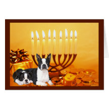 Boston Terrier Chanukah Card Menorah1
