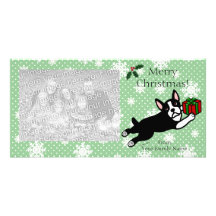 Boston Terrier Christmas Cartoon Photocards Photo Card