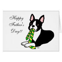 Boston Terrier Daddy with Tie 1 Cards
