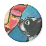 Boston Terrier kiss Refrigerator Magnets
