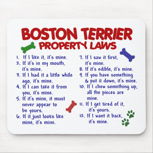 Boston Terrier Property Laws 2 Mouse Pads