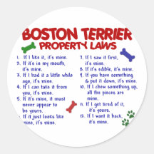 Boston Terrier Property Laws 2 Round Stickers