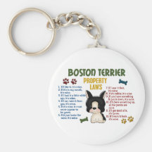 Boston Terrier Property Laws 4 Keychains