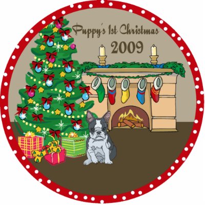 Boston Terrier Puppys 1st Christmas Ornament 09 Cut Outs by freespiritdesigns