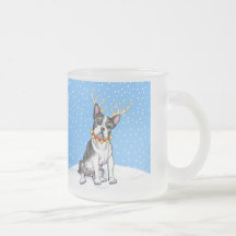 Boston Terrier Reindeer Coffee Mug