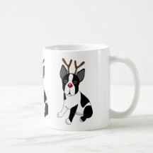 Boston Terrier Reindeer Mugs