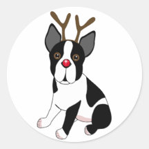 Boston Terrier Reindeer Sticker