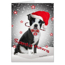 Boston Terrier Santa Paws cards