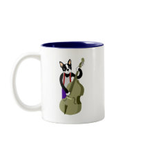 Boston Terrier Upright  Bass Player Coffee Mug