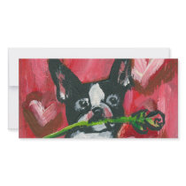 Boston Terrier Valentine Rose Personalized Photo Card