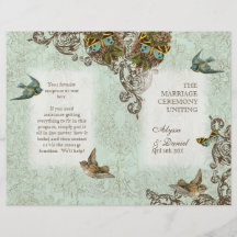 Botanica Birds Butterfly Swirl  Wedding Program Full Colour Flyer