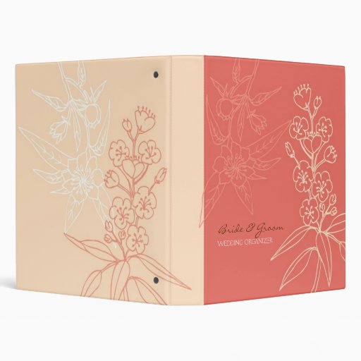 Botanica (Coral) Wedding 3 Ring Binders
