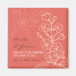 Botanica (Coral) Wedding Save the Date Refrigerator Magnet