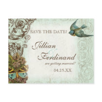 Botanica Wedding Postcard Save the Date - Blue