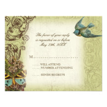 Botanica Wedding RSVP Response Card - Cream Tan Invitation