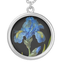 Botanical-Flower-Iris-Blue-Iris-on-Black-32 Jewelry