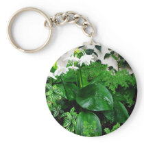 Botanical Garden with White Flowers Key Chains