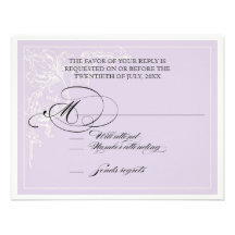 Botanical Pink Rose, Lavender RSVP Response Card Invitations