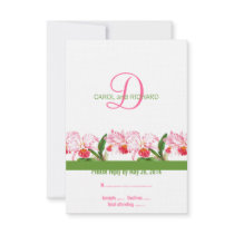 Botanical Wedding RSVP Monogram Pink Orchids Personalized Invite