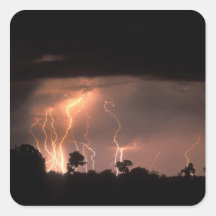 Botswana, Moremi Game Reserve, Lightning fills Square Sticker
