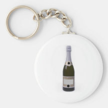 Bottle of Champagne with blank label Keychain