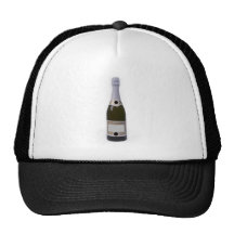 Bottle of Champagne with blank label Mesh Hats