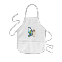 bottle rattle bib - blue aprons