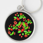 Bougainvillea flowers on black keychain