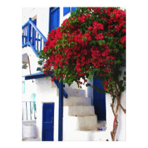 Bougainvillea growing on house in Mykonos, Greece Letterhead Template