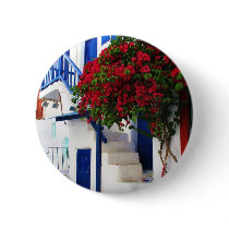 Bougainvillea growing outside a house, Mykonos Pins