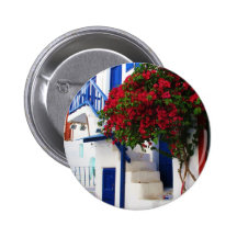 Bougainvillea growing outside a house, Mykonos Pins