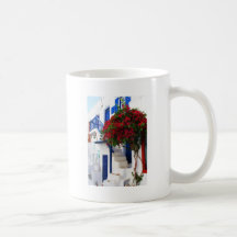 Bougainvillea growing outside a house, Mykonos Coffee Mugs