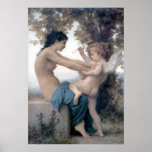 Bouguereau - Jeune Fille se Defendant contre Eros Print