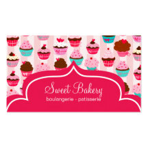 Boulangerie rose moderne de petits gâteaux modèle de carte de visite