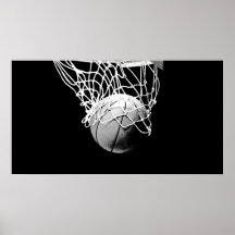 Boule de basket-ball de B&W et affiche d'impressio