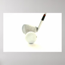 Boule de golf et copie d'affiche de club