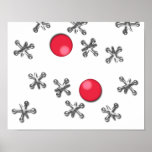 Boule et crics en caoutchouc rouges posters
