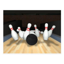 Boule et goupilles de bowling : modèle 3D : Carte Postale