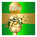 Boules vert clair d'or de fête de Noël d'invitatio