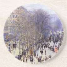 Boulevard des Capucines, Monet, Vintage Fine Art Beverage Coaster