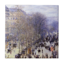 Boulevard des Capucines, Monet, Vintage Fine Art Ceramic Tile