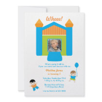 Bounce House Photo Boys Birthday Invitation