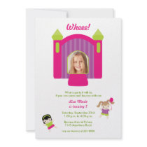 Bounce House Photo Girls Birthday Invitation