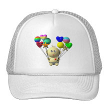 BOUNCING BABY BOY WITH 10 BALLOONS MESH HATS