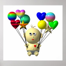 BOUNCING BABY BOY WITH 10 BALLOONS PRINT
