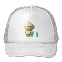 BOUNCING BABY BOY WITH 1 BOTTLE MESH HAT
