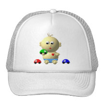 BOUNCING BABY BOY WITH 3 TOY CARS HATS