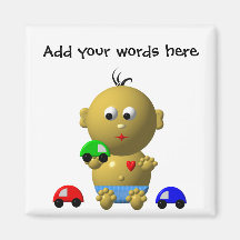 BOUNCING BABY BOY WITH 3 TOY CARS MAGNET