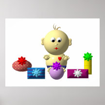 BOUNCING BABY BOY WITH 5 PRESENTS PRINT